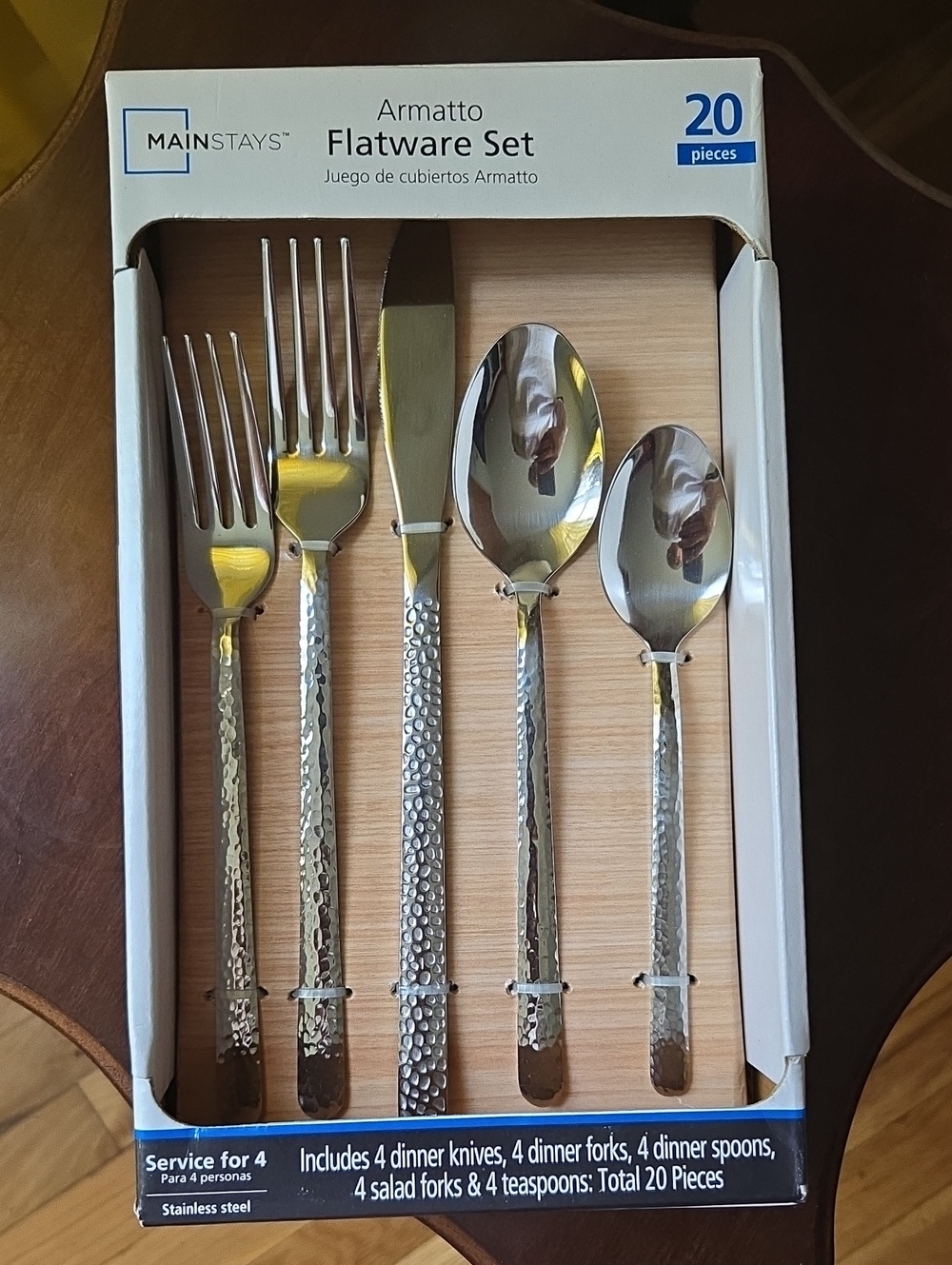 Mainstays Silver Hammered Stainless Steel 20-Piece Flatware Set ⭐️🩶 BRAND NEW